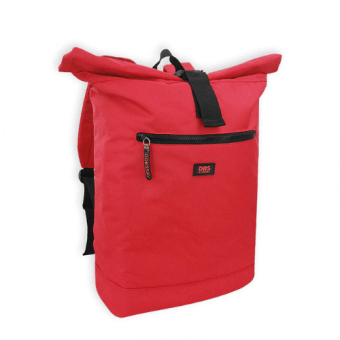 DRESSA Rolltop Recycled piros, laptoptartós, csavart tetejű hátizsák